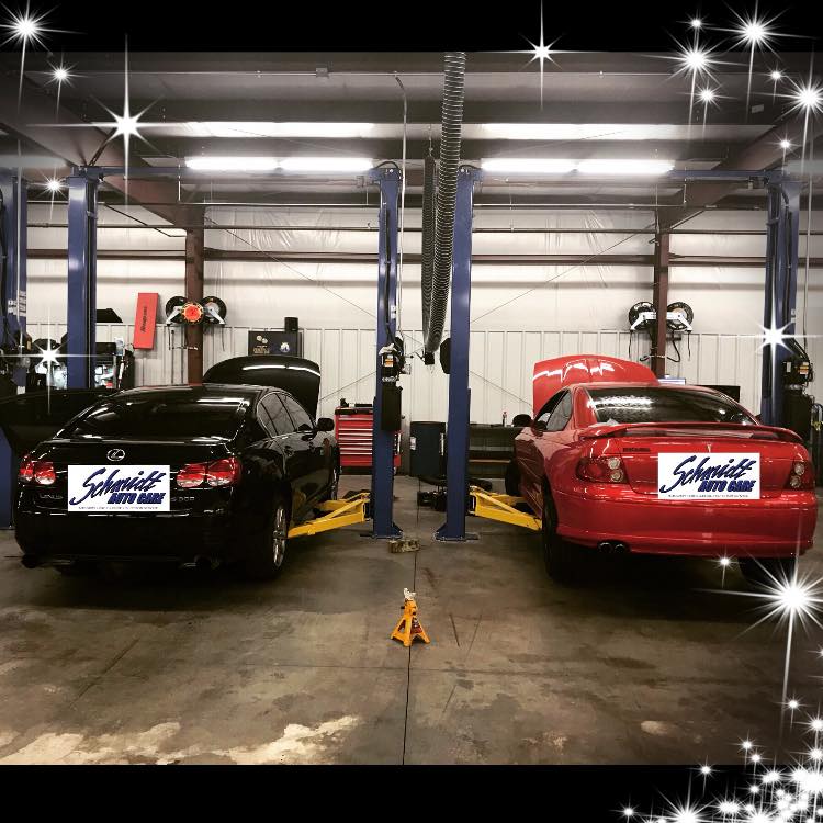 Cars On Lifts at Schmidt Auto Care