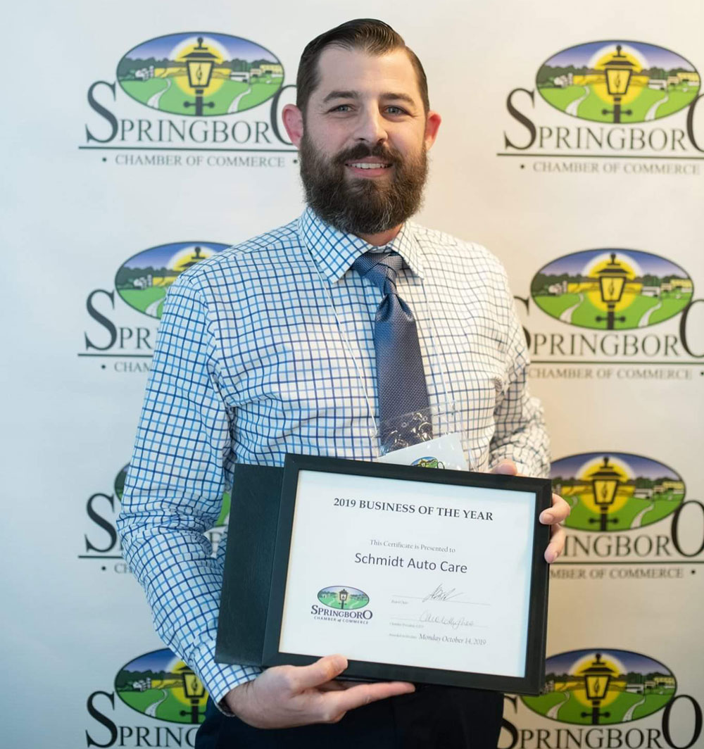 Erich Schmidt Cerificate at Springboro Chamber Of Commerce